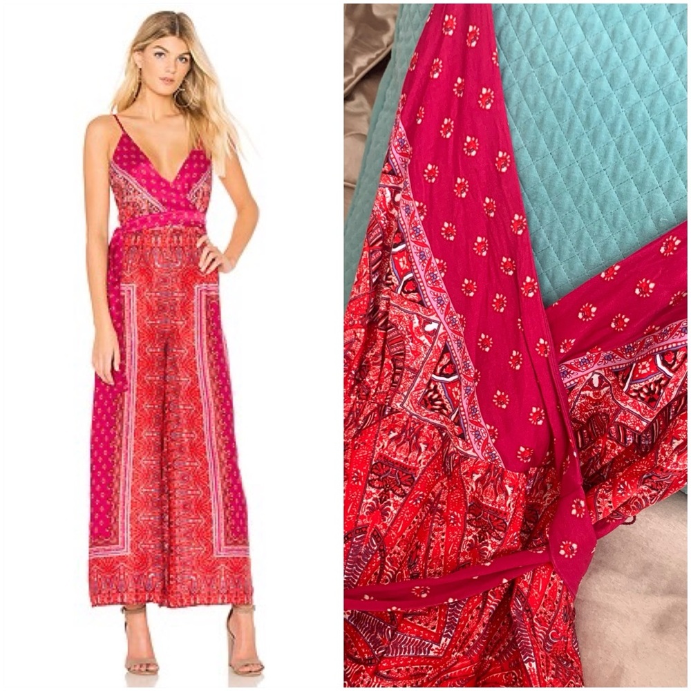 Free People Pink Combo Boho Jumpsuit